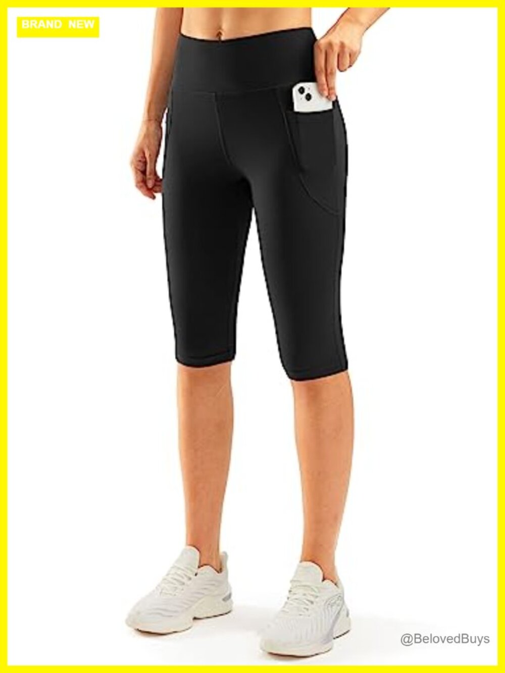 SANTINY Capri Leggings with Pockets High Waisted Workout Yoga Pants